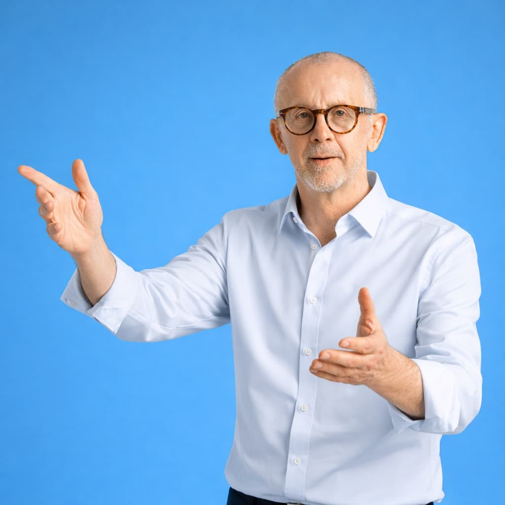 Lorenzo Faetanini in studio durante una presentazione
